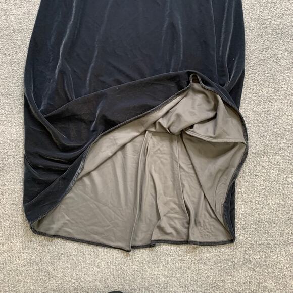 Zara Skirt Womens Extra Small Charcoal Velvet Autumn Elastic Waist Pull On Midi - Picture 6 of 12